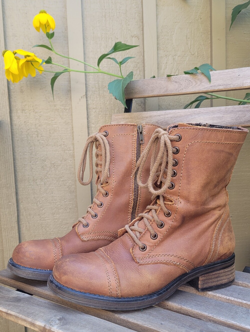 Steve Madden Troopa Brown Lace-Up Combat Boots